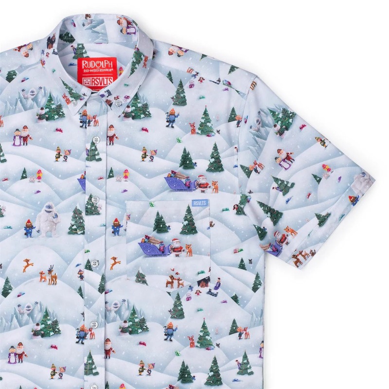 RSVLTS Stop Motion Wonderland KUNUFLEX Short Sleeve Shirt in White — front view
