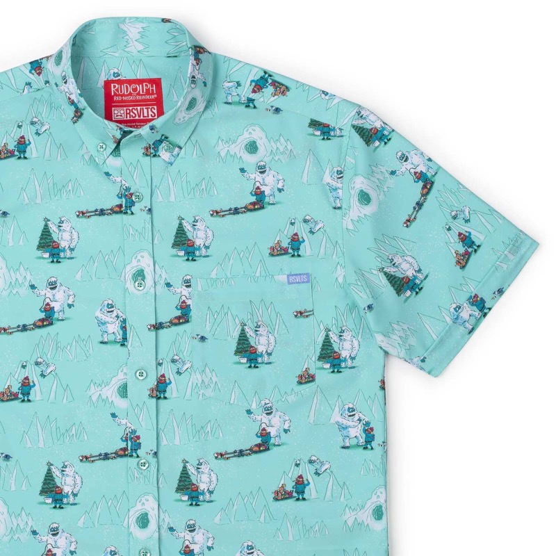 RSVLTS Bumbles Bounce KUNUFLEX Short Sleeve Shirt in Blue — front view