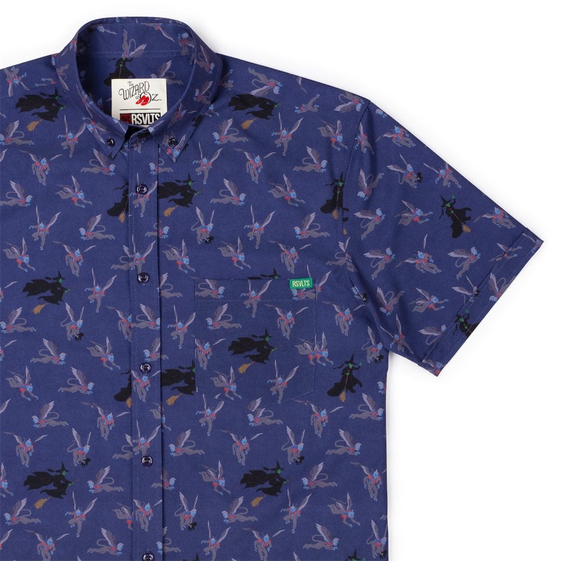 RSVLTS Fly! Fly! Fly! KUNUFLEX Short Sleeve Shirt in Purple — front view