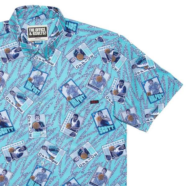 RSVLTS Loser Works Saturday KUNUFLEX Short Sleeve Shirt in Blue — front view