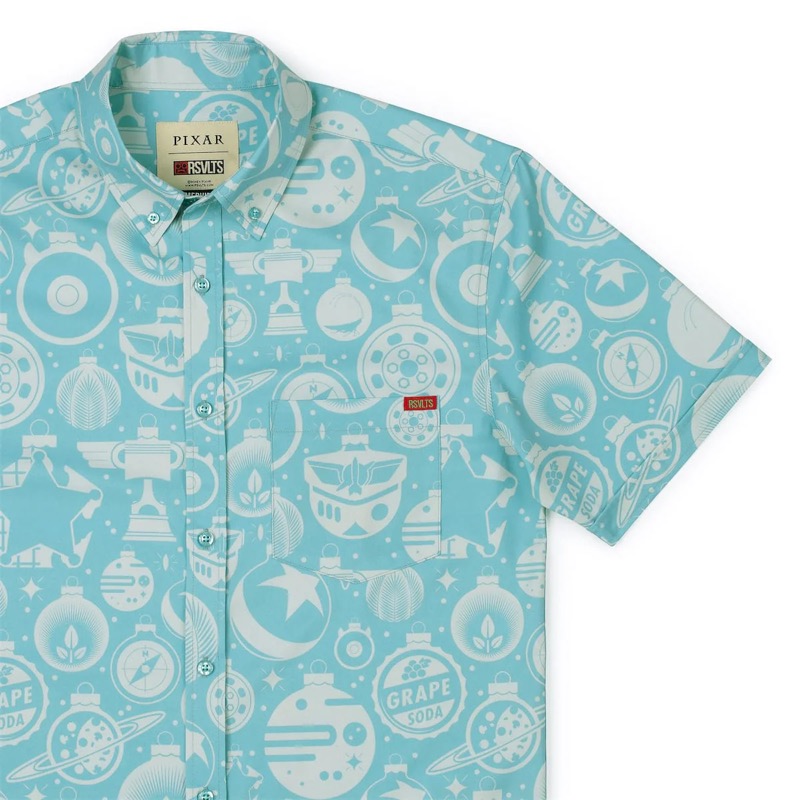 RSVLTS Holiday Hangin' KUNUFLEX Short Sleeve Shirt in Blue — front view