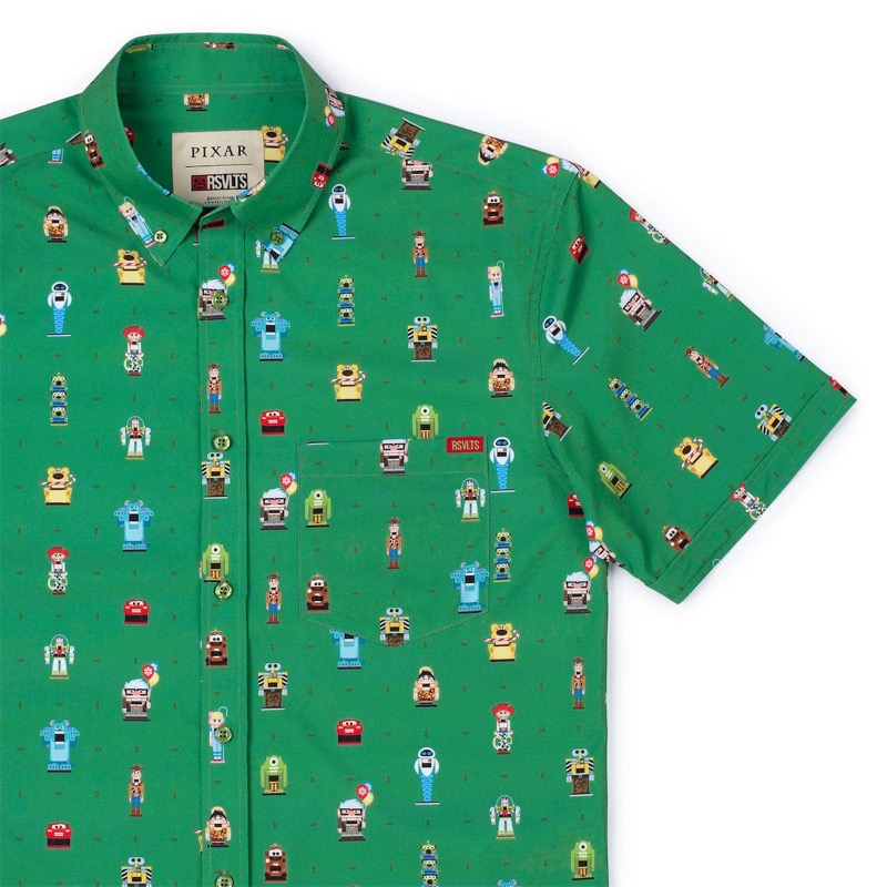 RSVLTS Wisecrackers KUNUFLEX Short Sleeve Shirt in Green — front view