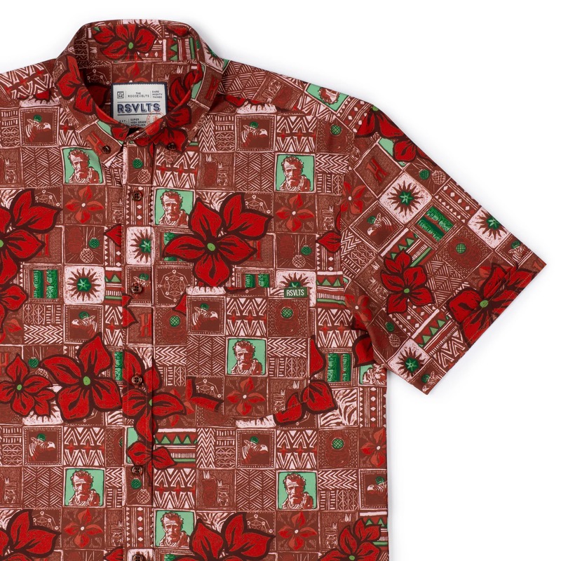 RSVLTS Hawthorne’s Holiday KUNUFLEX Short Sleeve Shirt in Red — front view