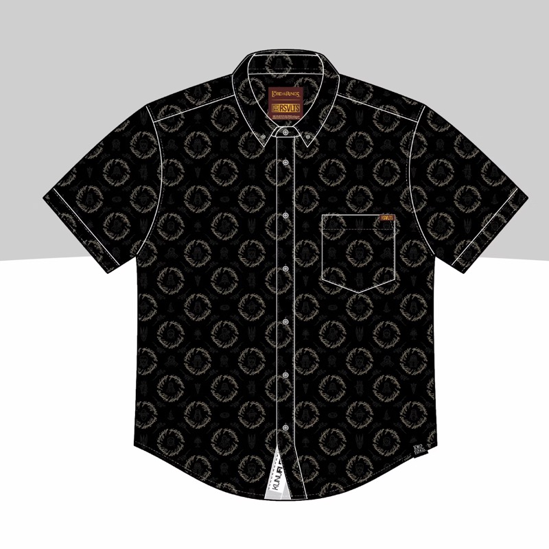 RSVLTS Inscriptions KUNUFLEX Short Sleeve Shirt in Black — front view