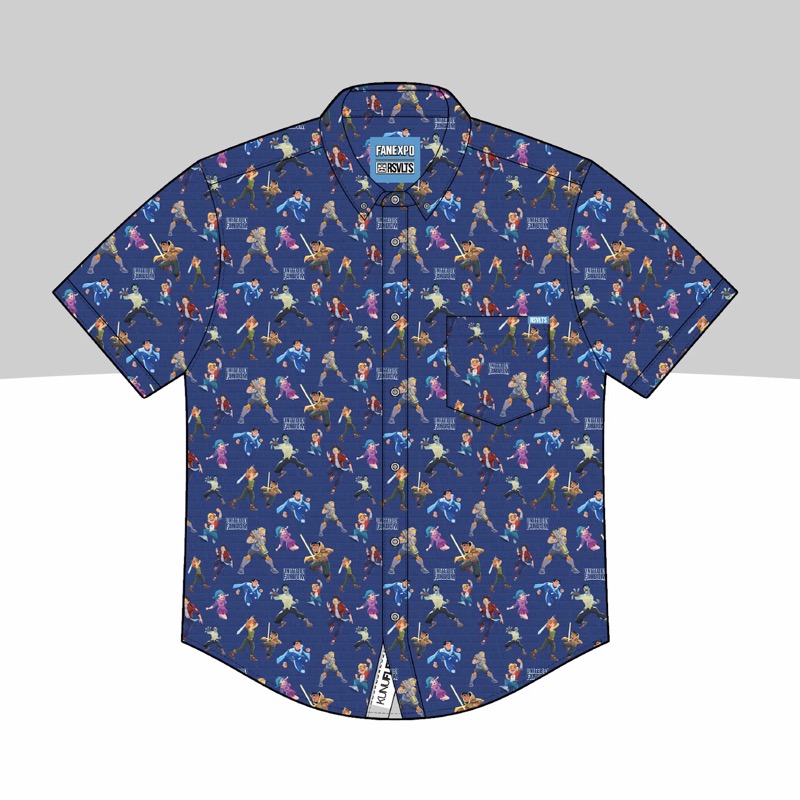 RSVLTS United By Fandom KUNUFLEX Short Sleeve Shirt in Blue — front view