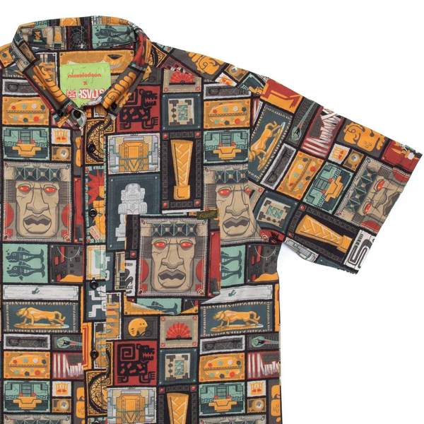 RSVLTS Olmec’s Temple KUNUFLEX Short Sleeve Shirt in Multicolor — front view