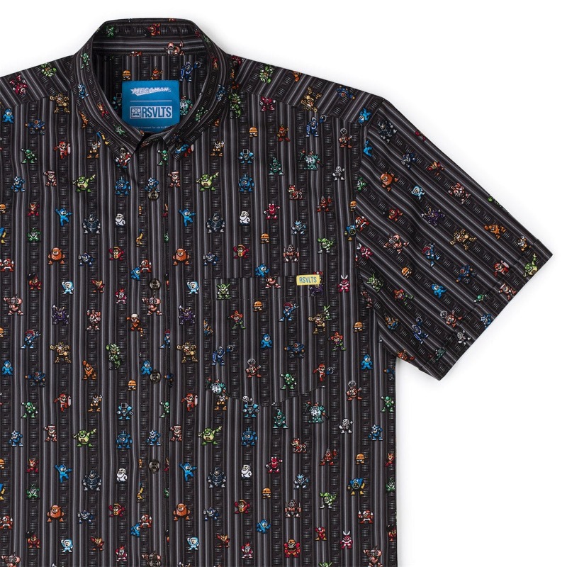 RSVLTS Mega Pixels KUNUFLEX Short Sleeve Shirt in Black — front view