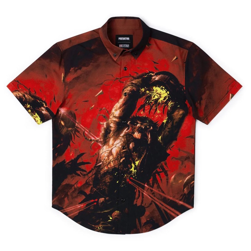 RSVLTS Blood Feud KUNUFLEX Short Sleeve Shirt in Red — front view