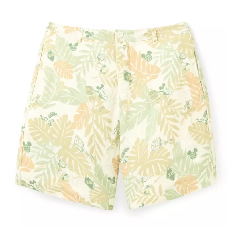 RSVLTS Mickey Mouse and Friends Tropical Bamboo Resort Shorts in Yellow — front view