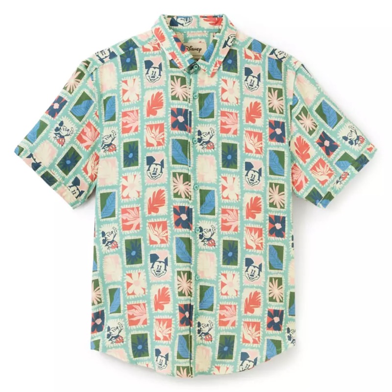 RSVLTS Mickey Mouse Tropical Bamboo Short Sleeve Shirt in Green — front view