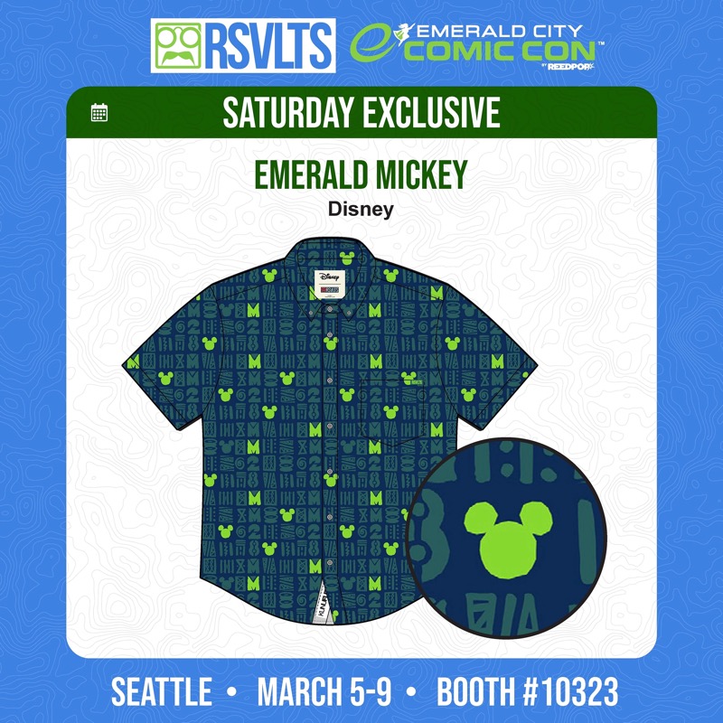 RSVLTS Emerald Mickey KUNUFLEX Short Sleeve Shirt in Blue — front view