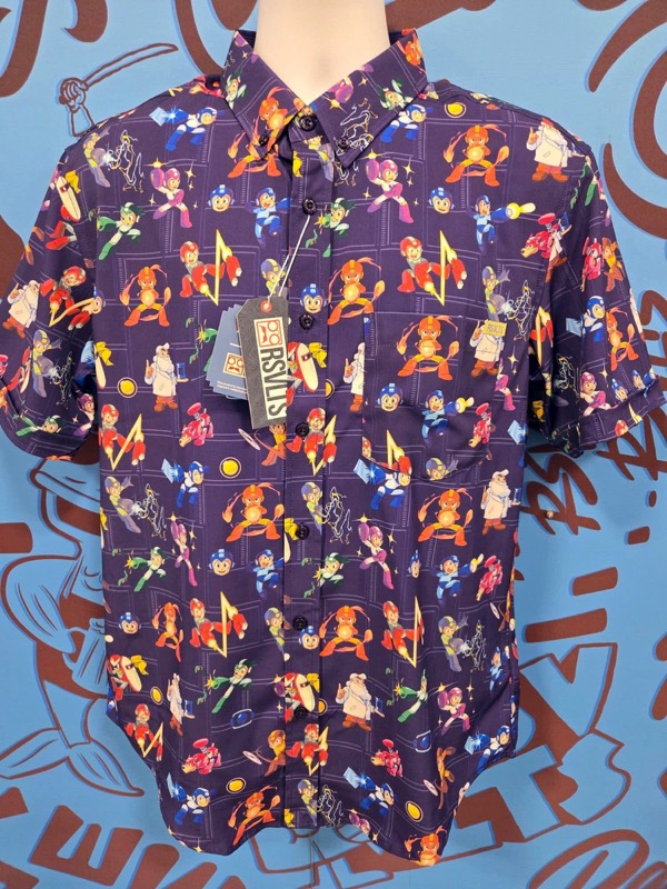RSVLTS Rock, Paper, Scissors KUNUFLEX Short Sleeve Shirt in Blue — front view