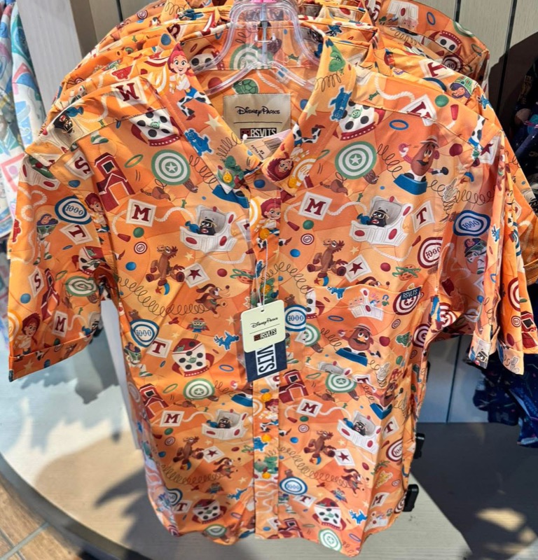 RSVLTS Toy Story Mania KUNUFLEX Short Sleeve Shirt in Orange — front view