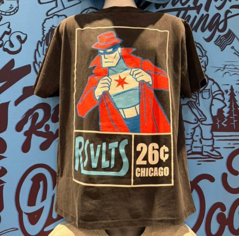 RSVLTS Chicago Vintage Crewneck Tee in Black — front view