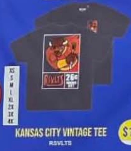 RSVLTS Kansas City Vintage Crewneck Tee in Black — front view