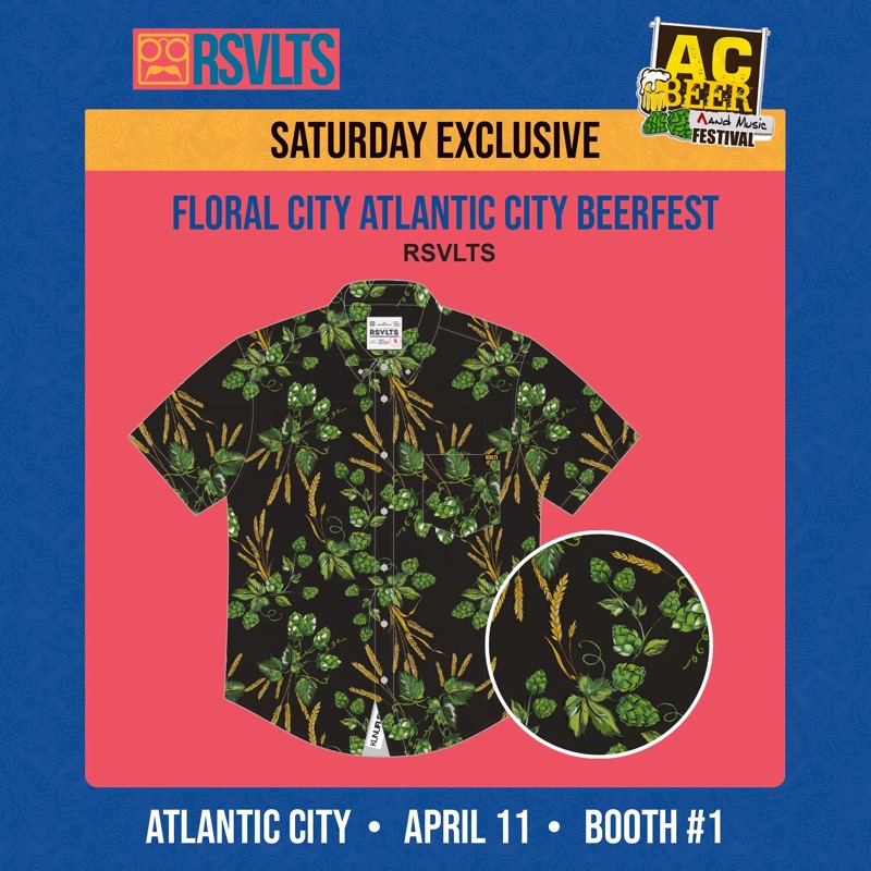 RSVLTS Floral City Atlantic City Beerfest KUNUFLEX Short Sleeve Shirt in Black — front view
