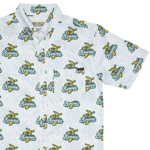RSVLTS Savannah Bananas KUNUFLEX Short Sleeve Shirt in White — front view