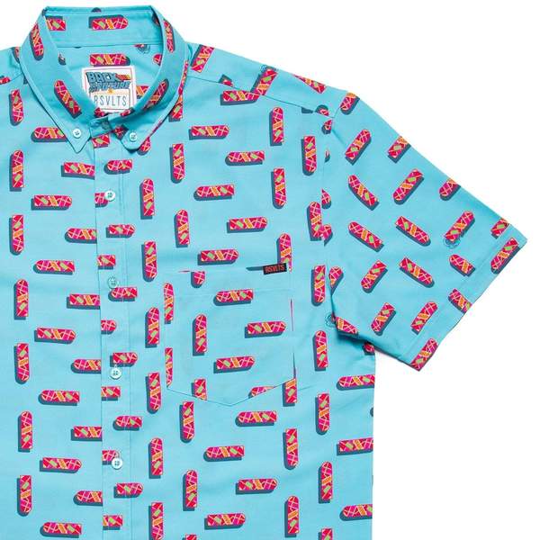RSVLTS Hoverboard KUNUFLEX Short Sleeve Shirt in Blue — front view