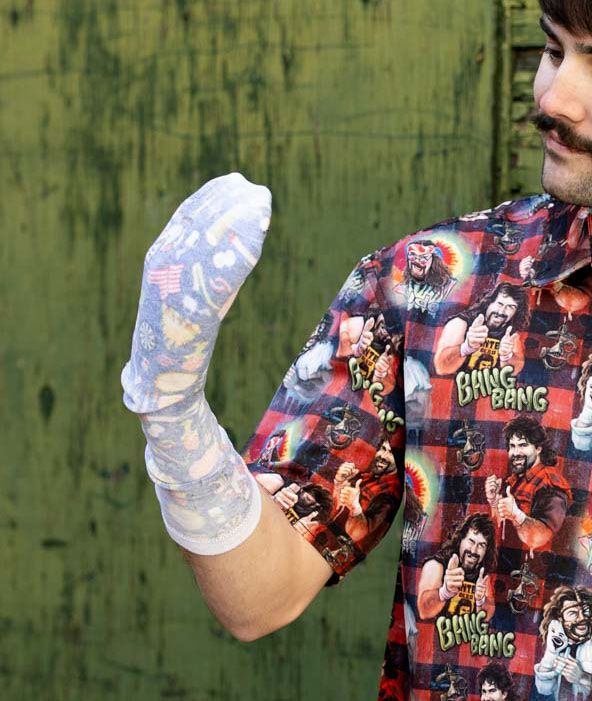 RSVLTS Ron Swanson’s Sock of Greatness Crew Socks in Blue — front view