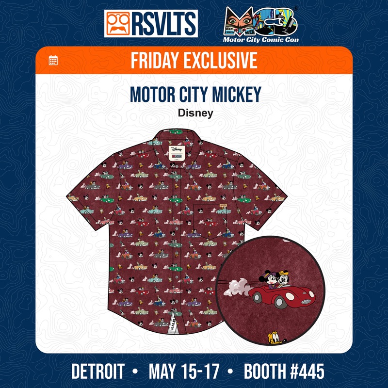 RSVLTS Motor City Mickey KUNUFLEX Short Sleeve Shirt in Red — front view