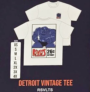 RSVLTS Detroit Vintage Crewneck Tee in White — front view