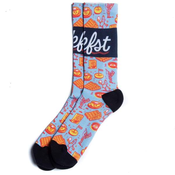 RSVLTS Breakfast Of Champions Crew Socks in Blue — front view