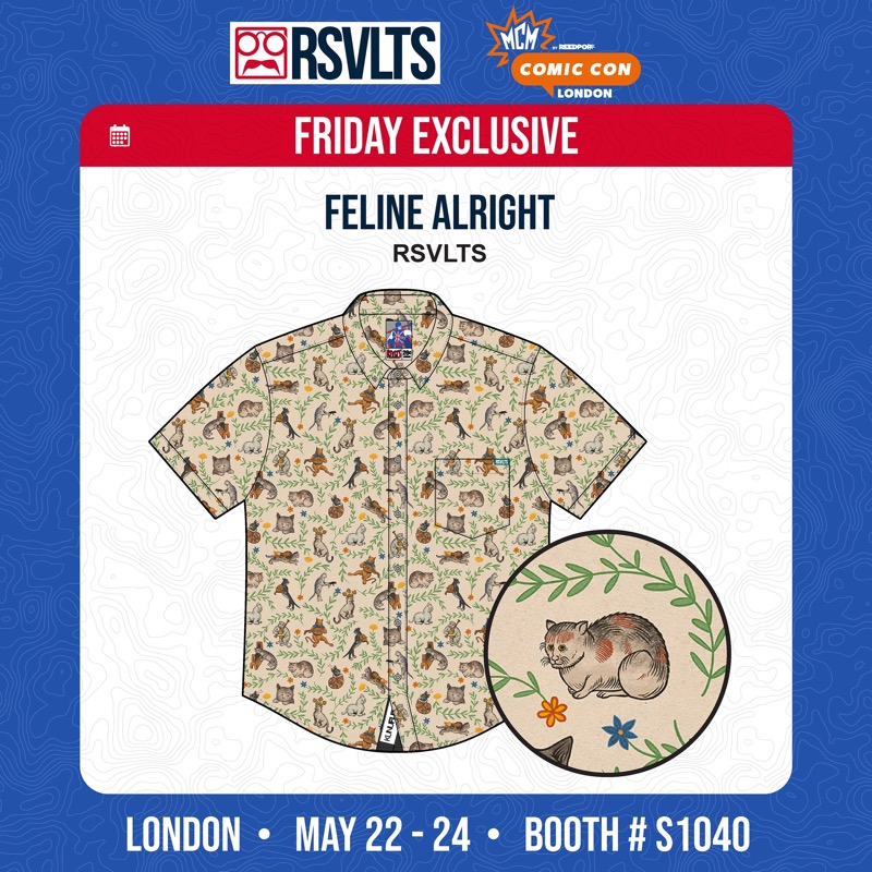RSVLTS Feline Alright KUNUFLEX Short Sleeve Shirt in Brown — front view