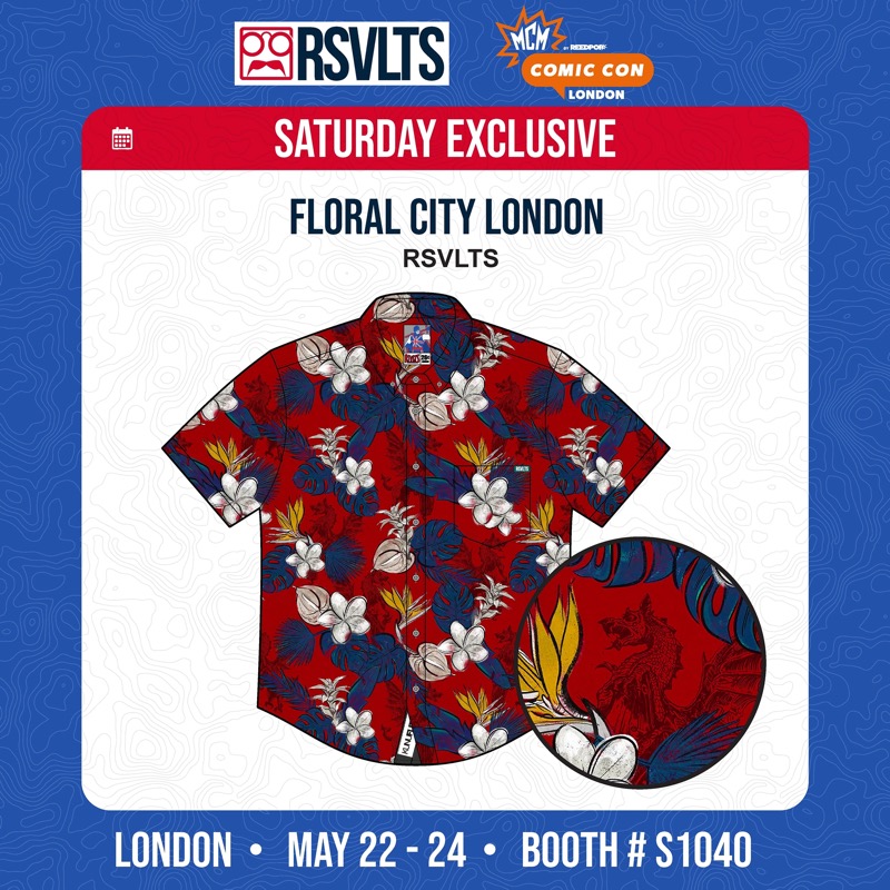RSVLTS Floral City London 2026 KUNUFLEX Short Sleeve Shirt in Red — front view