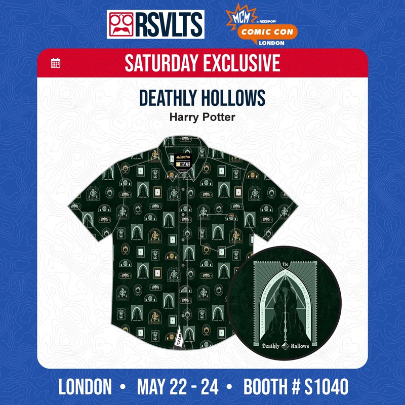 RSVLTS Deathly Hallows KUNUFLEX Short Sleeve Shirt in Green — front view