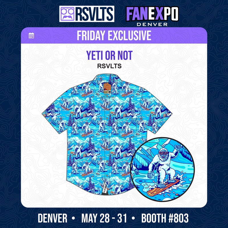 RSVLTS Yeti Or Not KUNUFLEX Short Sleeve Shirt in Blue — front view