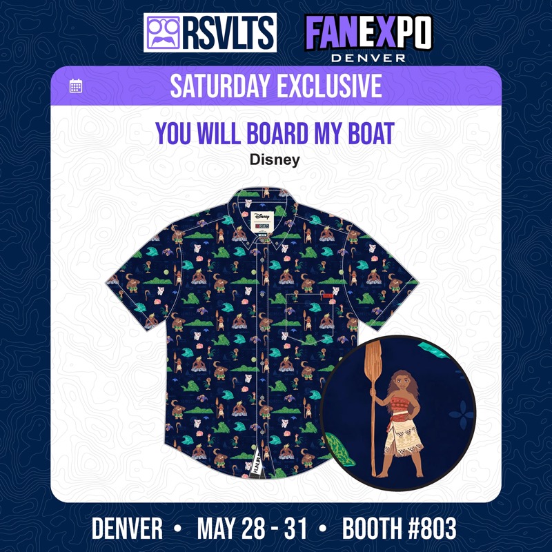 RSVLTS You Will Board My Boat KUNUFLEX Short Sleeve Shirt in Blue — front view