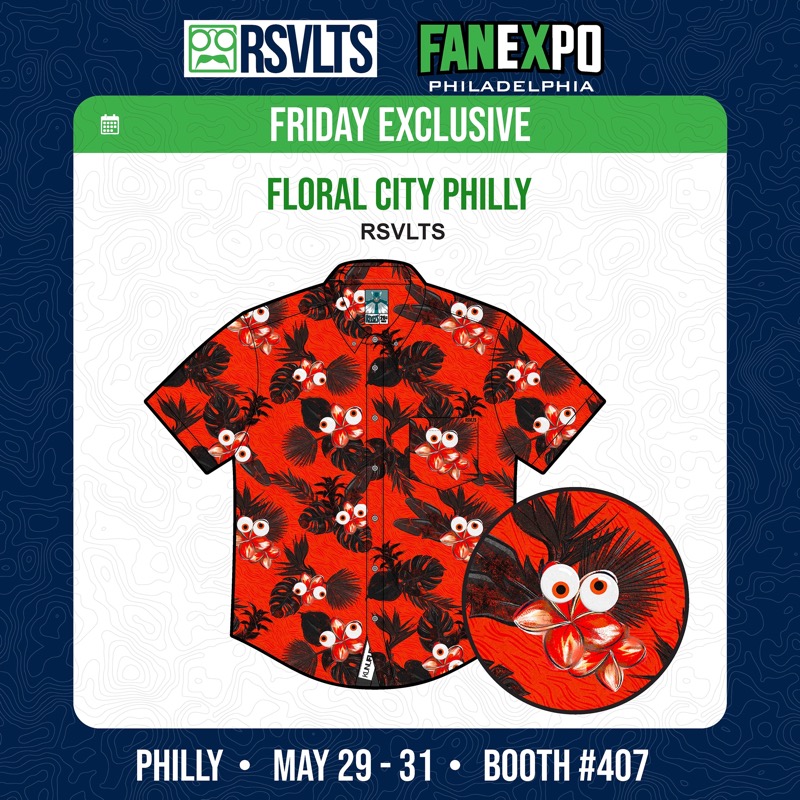 RSVLTS Floral City Philly 2026 KUNUFLEX Short Sleeve Shirt in Orange — front view