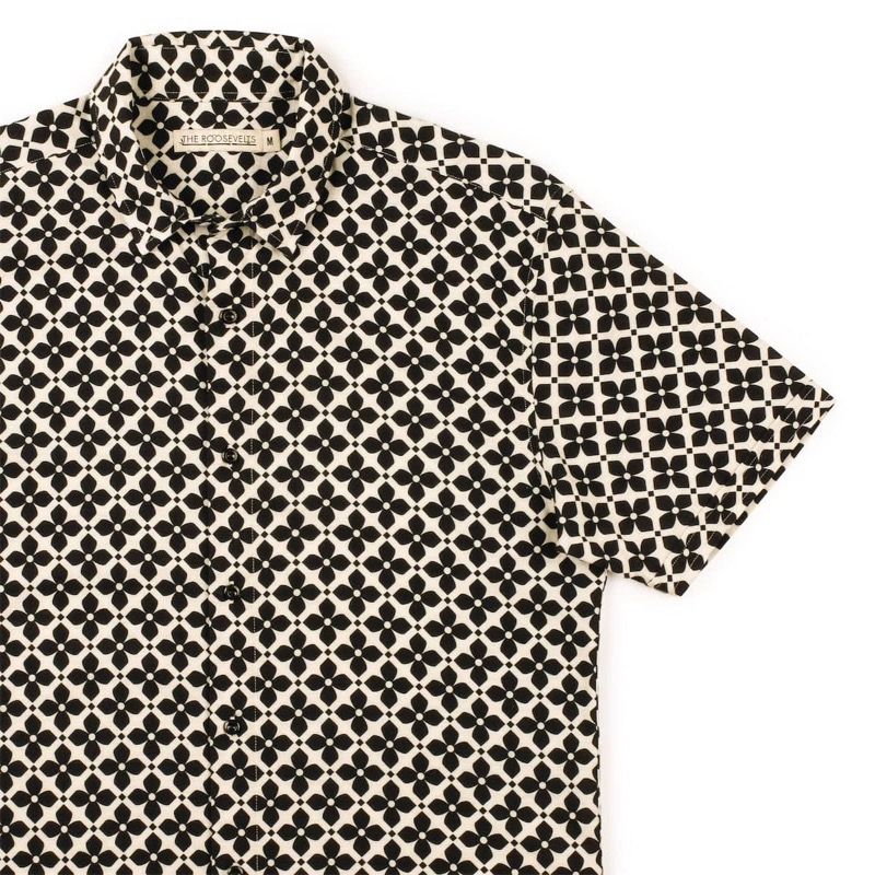 RSVLTS Monte Carlo (Bamboo) KUNUFLEX Short Sleeve Shirt in Black — front view