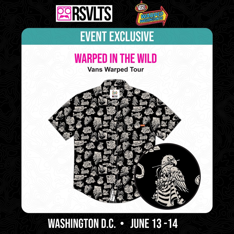 RSVLTS Warped in the Wild KUNUFLEX Short Sleeve Shirt in Black — front view
