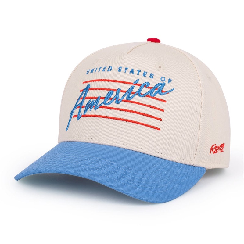 RSVLTS Retro ’76 5-panel curved brim 5-Panel Curved Brim Hat in White — front view