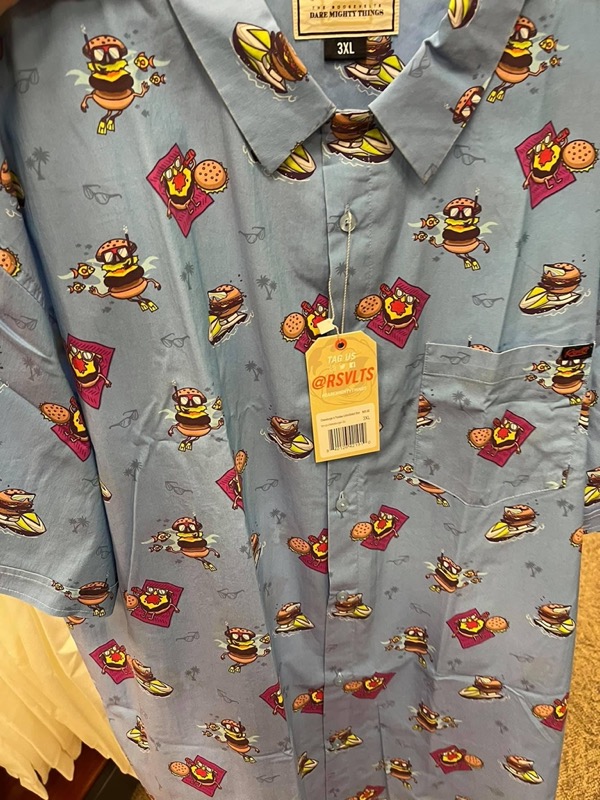RSVLTS Cheeseburger In Paradise KUNUFLEX Short Sleeve Shirt in Blue — detail 2
