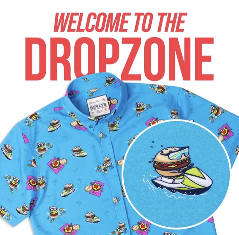 RSVLTS Cheeseburger In Paradise KUNUFLEX Short Sleeve Shirt in Blue — detail 4