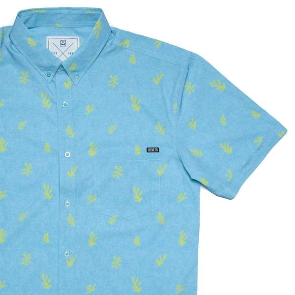 RSVLTS The Sheaf KUNUFLEX Short Sleeve Shirt in Blue — front view