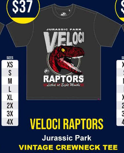 RSVLTS Veloci Raptors Crewneck Tee — front view