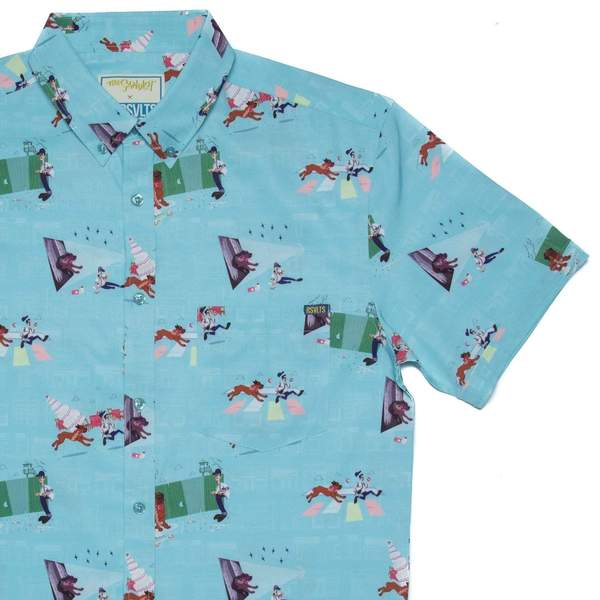 RSVLTS 1962 Founders Day Parade KUNUFLEX Short Sleeve Shirt in Blue — front view