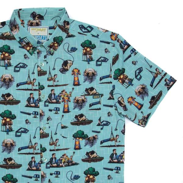 RSVLTS Get the Ball Back KUNUFLEX Short Sleeve Shirt in Blue — front view