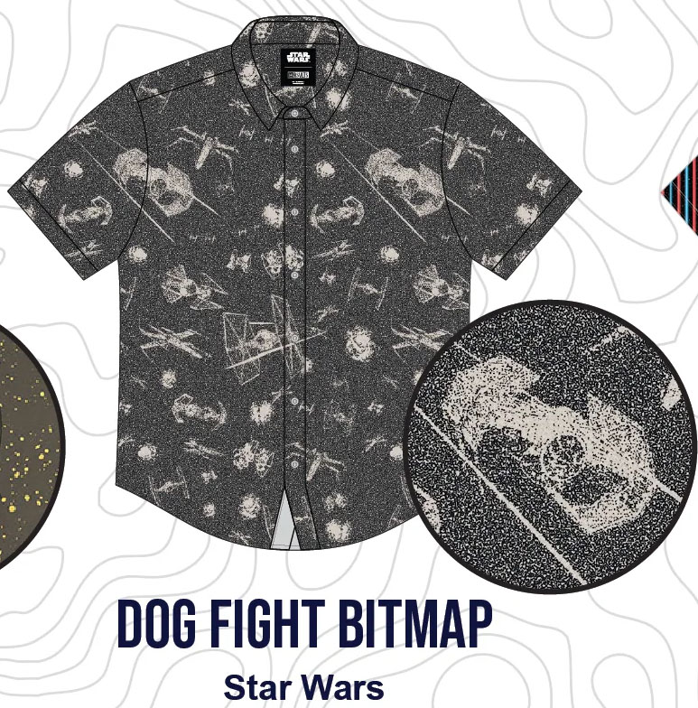 RSVLTS Dog Fight Bitmap Bamboo Short Sleeve Shirt — front view