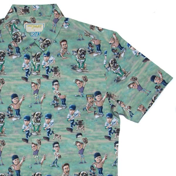 RSVLTS That Makes A Whole Team KUNUFLEX Short Sleeve Shirt in Green — front view