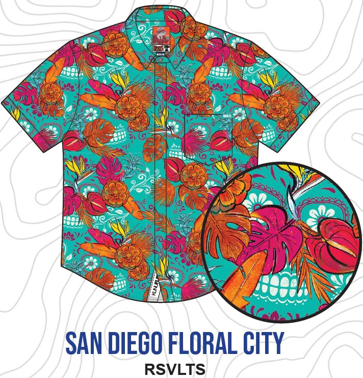 RSVLTS San Diego Floral City 2026 KUNUFLEX Short Sleeve Shirt — front view