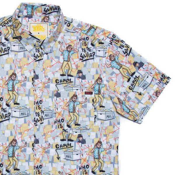 RSVLTS Who Is Pepe Silva? KUNUFLEX Short Sleeve Shirt in White — front view