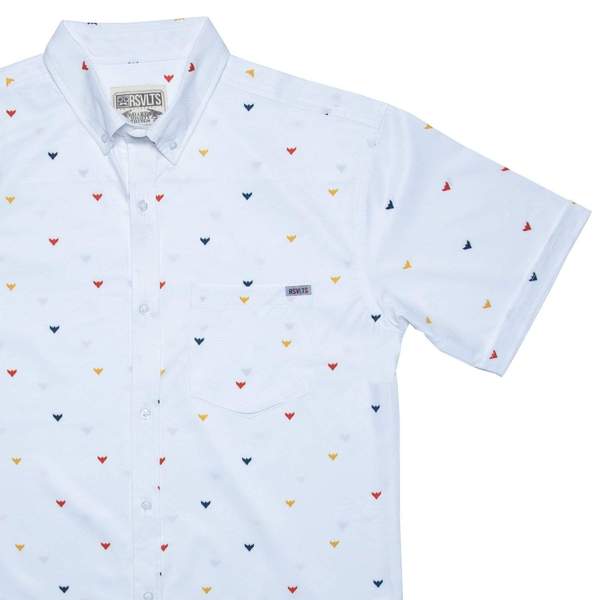 RSVLTS Eaglets KUNUFLEX Short Sleeve Shirt in White — front view