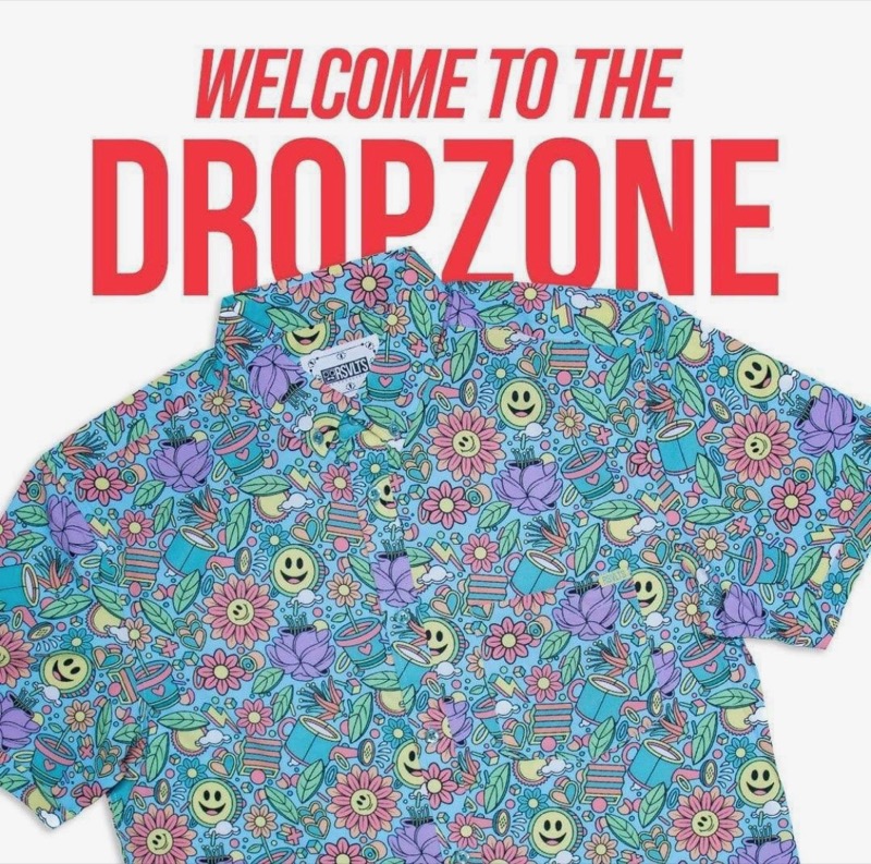 RSVLTS Happy Dazed KUNUFLEX Short Sleeve Shirt in Blue — front view