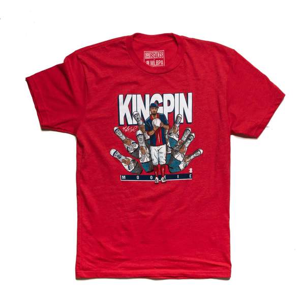 RSVLTS Kingpin Crewneck Tee in Red — front view