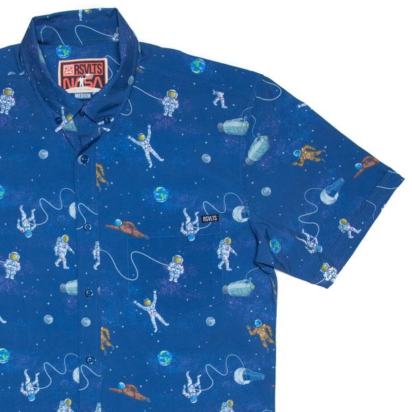 RSVLTS Walker Space Ranger KUNUFLEX Short Sleeve Shirt in Blue — front view