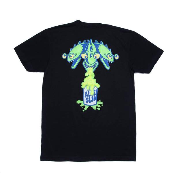 RSVLTS Alien Slime Crewneck Tee in Black — front view